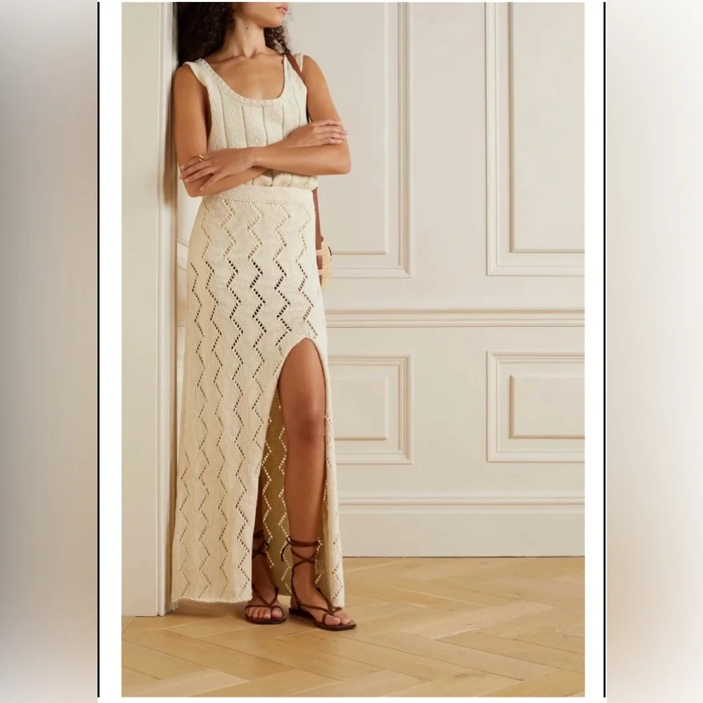 SAVANNAH MORROW THE LABEL Lauryn‎ pointelle-knit organic cotton midi Skirt - Picture 9 of 9